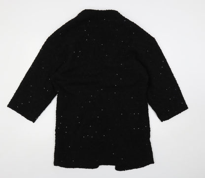 Mela Loves London Womens Black Overcoat Coat Size 12 - Open Sequin