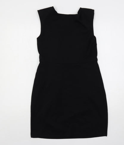 New Look Womens Black Polyester Shift Size 12 Boat Neck Pullover