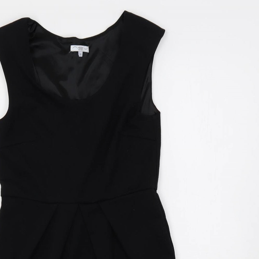 New Look Womens Black Polyester Shift Size 12 Boat Neck Pullover