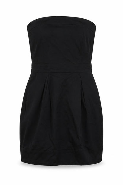 French Connection Womens Black Cotton Mini Size 12 Off the Shoulder Zip - Strapless