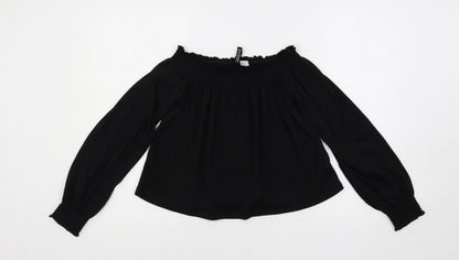 Womens UK Size S H&M Black Cropped Blouse