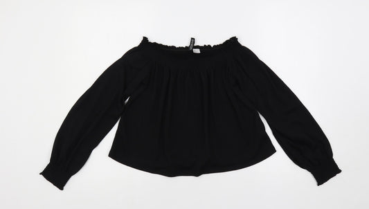 Womens UK Size S H&M Black Cropped Blouse