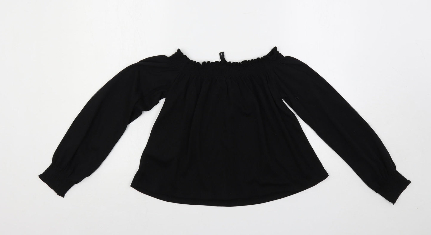 Womens UK Size S H&M Black Cropped Blouse