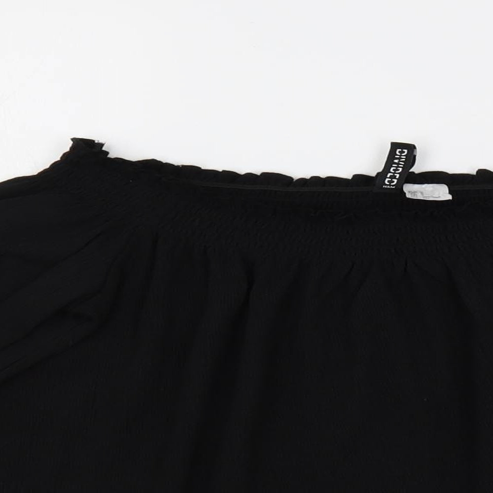 Womens UK Size S H&M Black Cropped Blouse