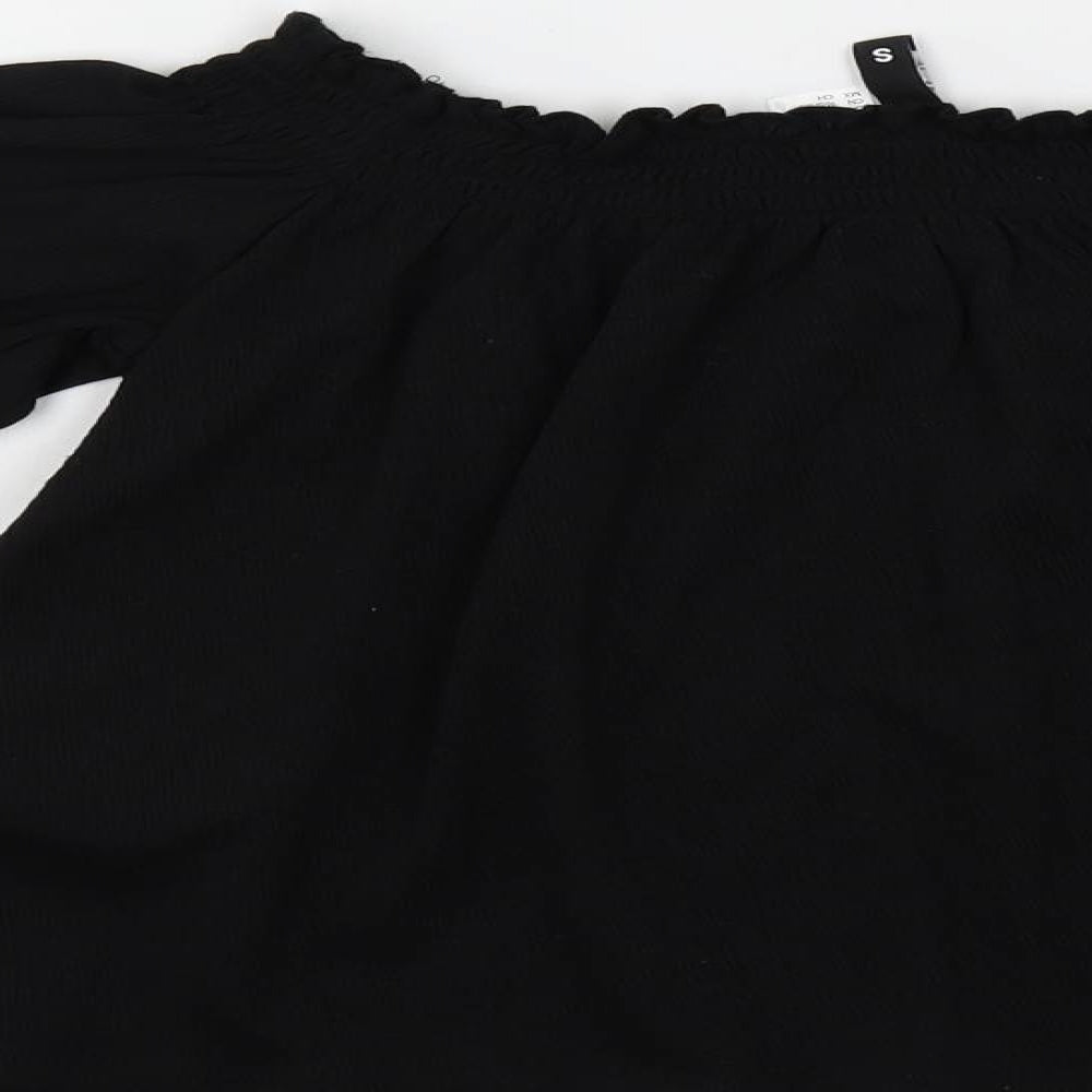 Womens UK Size S H&M Black Cropped Blouse