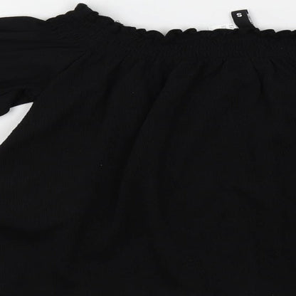 Womens UK Size S H&M Black Cropped Blouse