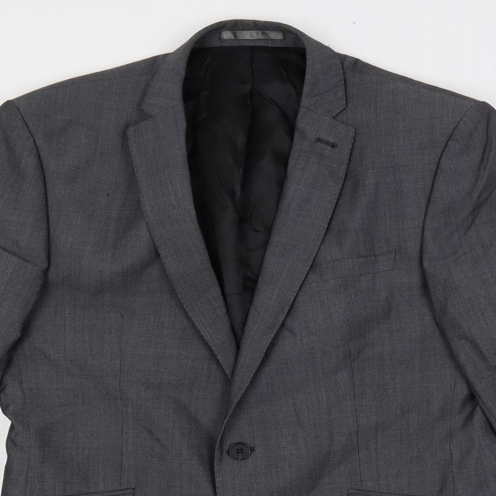 Mens UK Size 40 Racing Green Regular Grey Suit Jacket