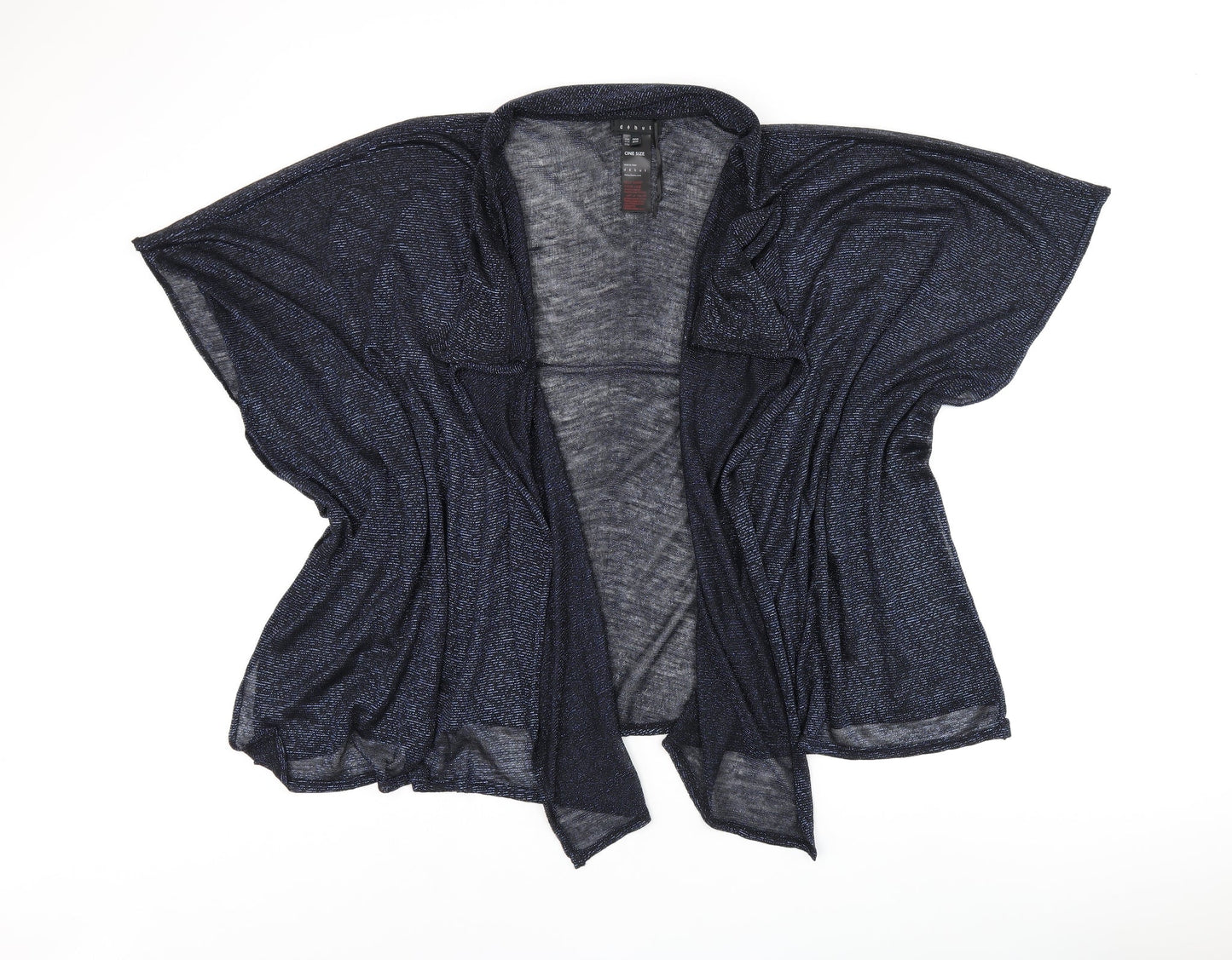Debut Womens Black Acrylic Kimono Blouse One Size V-Neck - Glitter detail