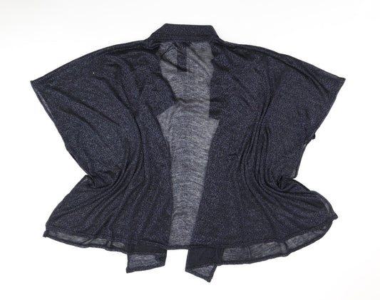 Debut Womens Black Acrylic Kimono Blouse One Size V-Neck - Glitter detail