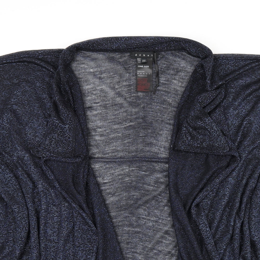 Debut Womens Black Acrylic Kimono Blouse One Size V-Neck - Glitter detail