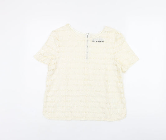 Womens UK Size 12 Dorothy Perkins Beige Basic T-Shirt