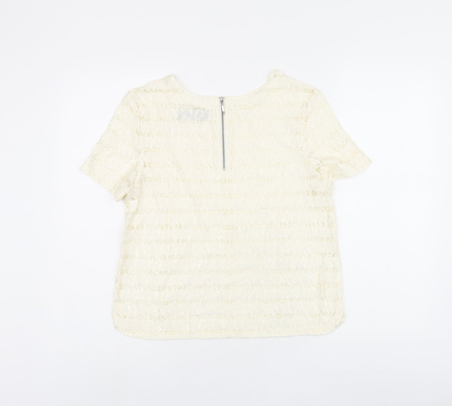 Womens UK Size 12 Dorothy Perkins Beige Basic T-Shirt