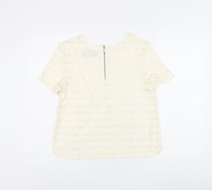 Womens UK Size 12 Dorothy Perkins Beige Basic T-Shirt