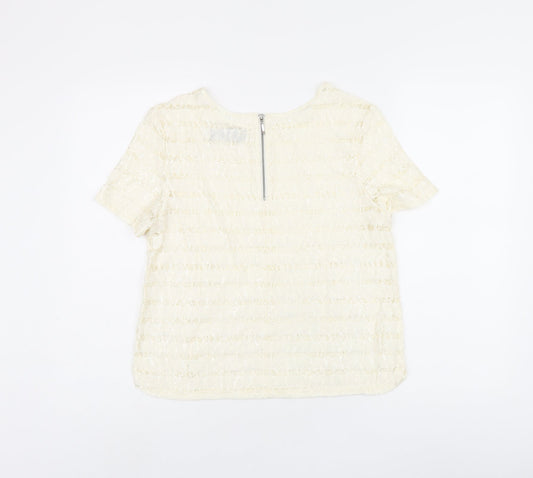 Womens UK Size 12 Dorothy Perkins Beige Basic T-Shirt