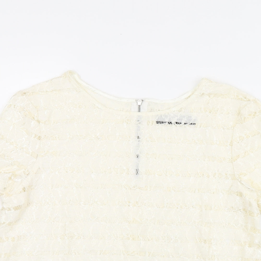 Womens UK Size 12 Dorothy Perkins Beige Basic T-Shirt