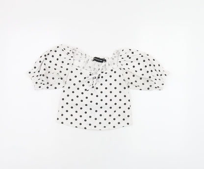 Womens UK Size 6 PRETTYLITTLETHING White Cropped T-Shirt