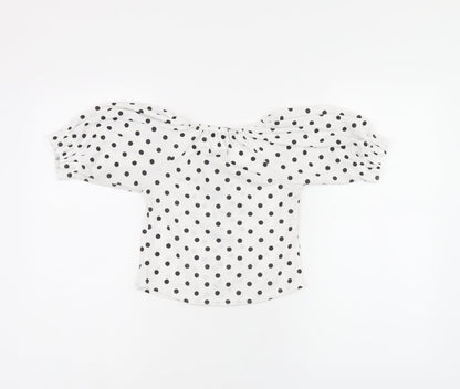 Womens UK Size 6 PRETTYLITTLETHING White Cropped T-Shirt