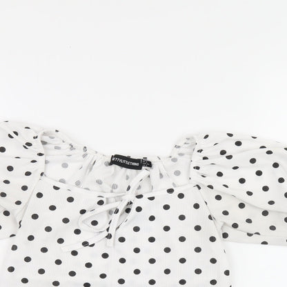 Womens UK Size 6 PRETTYLITTLETHING White Cropped T-Shirt