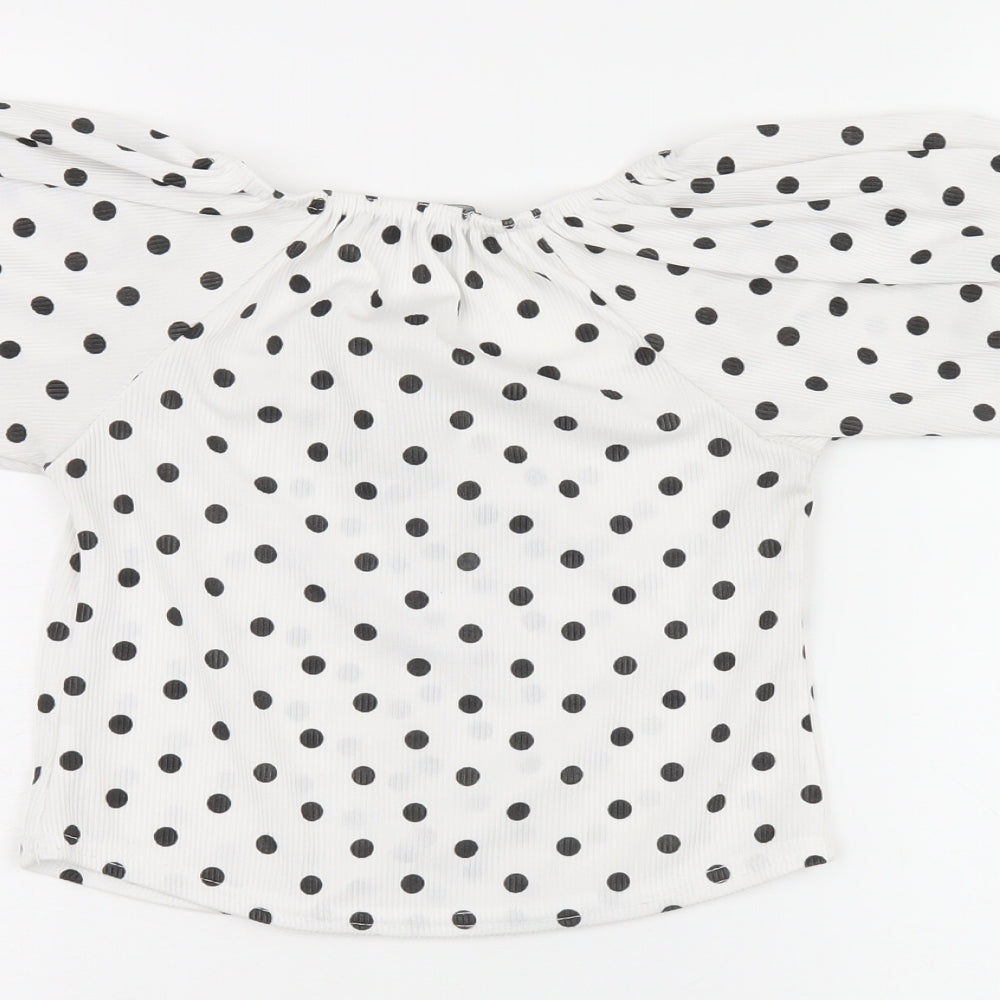 Womens UK Size 6 PRETTYLITTLETHING White Cropped T-Shirt