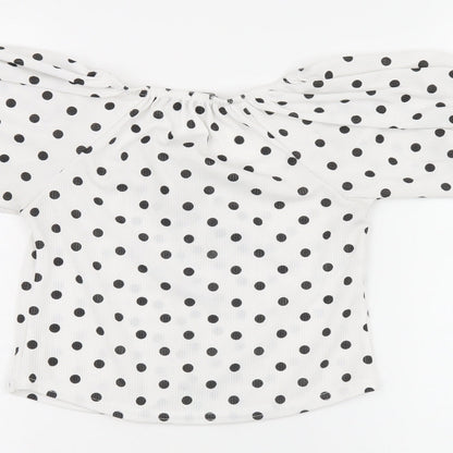 Womens UK Size 6 PRETTYLITTLETHING White Cropped T-Shirt