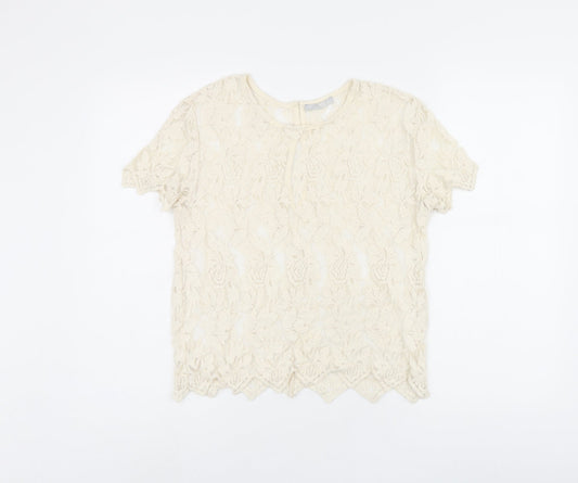 Womens UK Size M Zara Beige Jersey T-Shirt