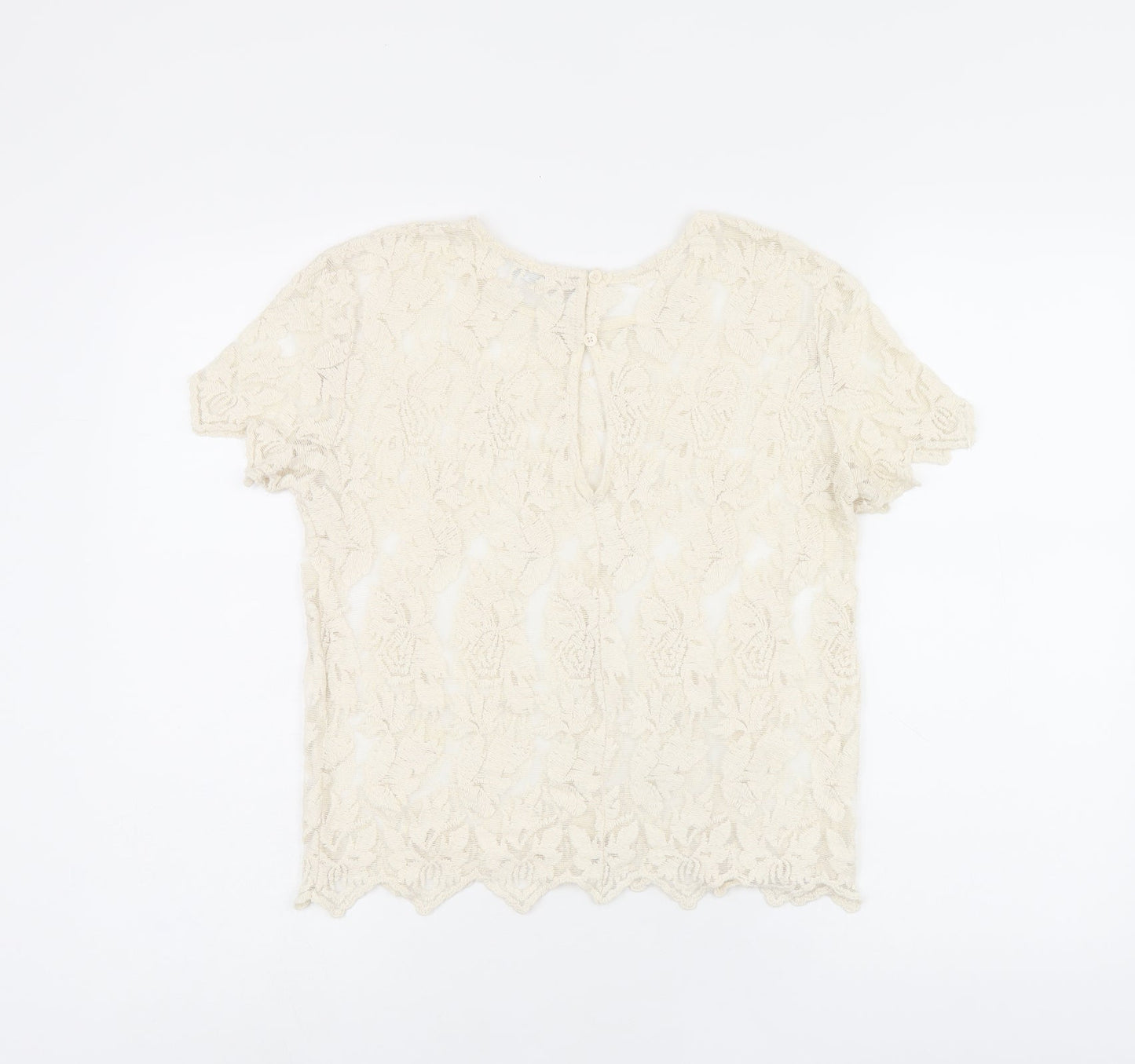 Womens UK Size M Zara Beige Jersey T-Shirt