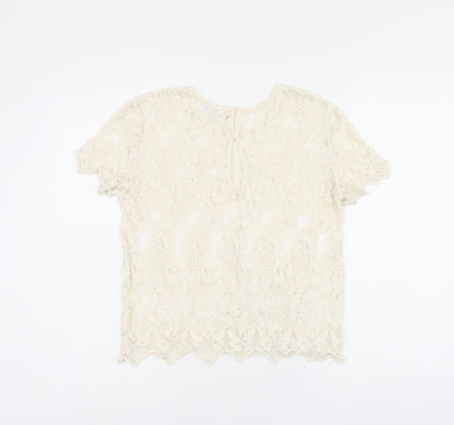 Womens UK Size M Zara Beige Jersey T-Shirt