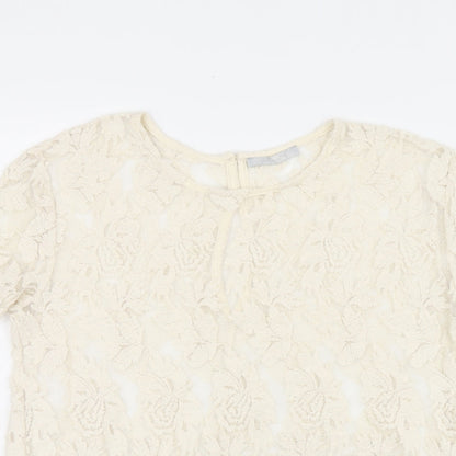 Womens UK Size M Zara Beige Jersey T-Shirt