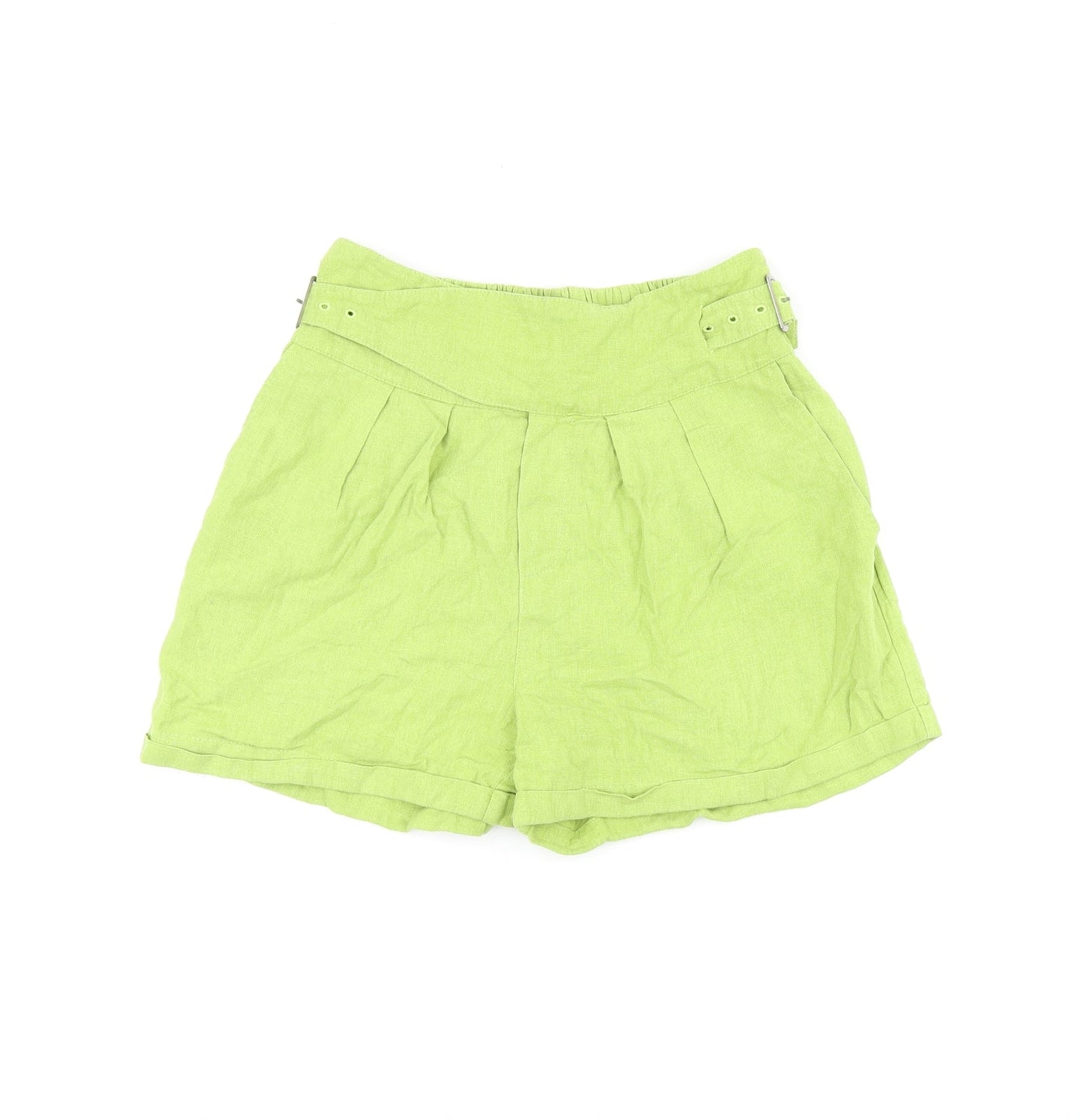 Urban Outfitters Womens Green Polyester Basic Shorts Size S L3 in Regular Buckle