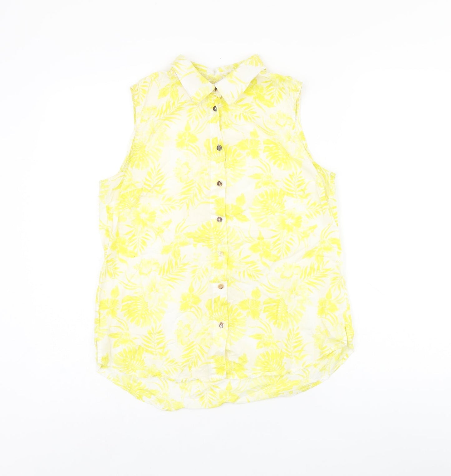 Womens UK Size 6 H&M White Jersey Button-Up