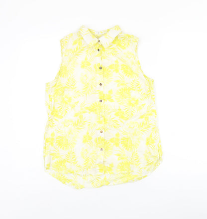 Womens UK Size 6 H&M White Jersey Button-Up
