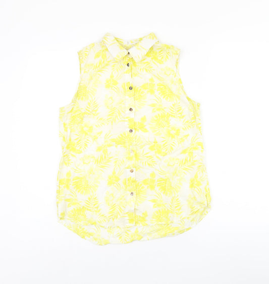 Womens UK Size 6 H&M White Jersey Button-Up