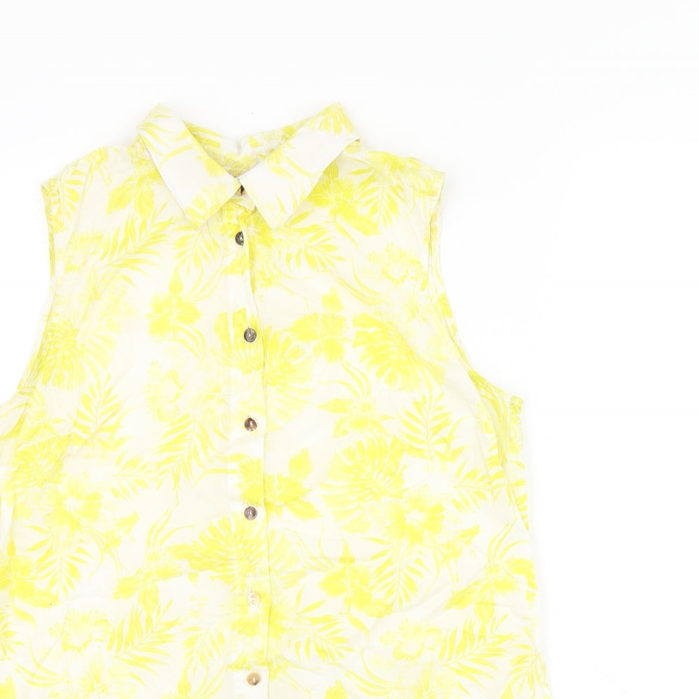 Womens UK Size 6 H&M White Jersey Button-Up