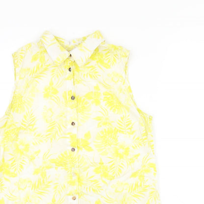 Womens UK Size 6 H&M White Jersey Button-Up