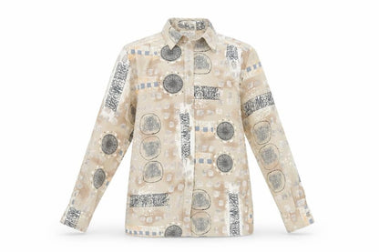 Eifie Womens Brown Geometric Polyester Basic Button-Up Size 8 Collared