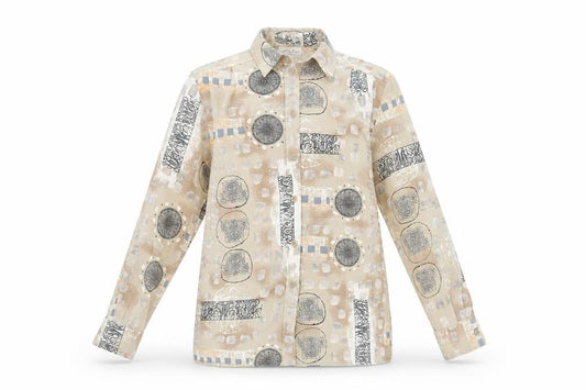 Eifie Womens Brown Geometric Polyester Basic Button-Up Size 8 Collared