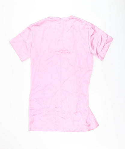 Zara Womens Pink Polyester Shift Size L Round Neck Zip
