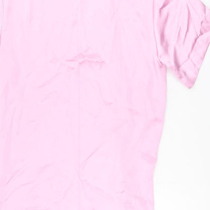 Zara Womens Pink Polyester Shift Size L Round Neck Zip