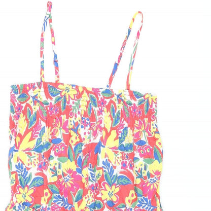 Marks and Spencer Womens Red Floral Viscose Playsuit One-Piece Size 12 Pullover