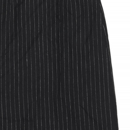 Mango Womens Black Striped Wool Flare Skirt Size 14 Zip