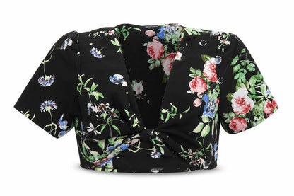 Womens UK Size S Nasty Gal Black Cropped Blouse