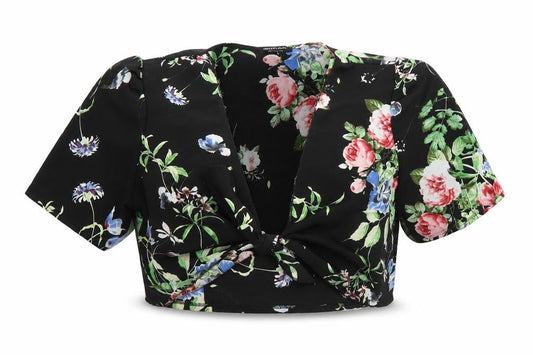 Womens UK Size S Nasty Gal Black Cropped Blouse