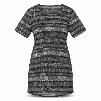 H&M Womens Black Geometric Polyester T-Shirt Dress Size S Scoop Neck Pullover