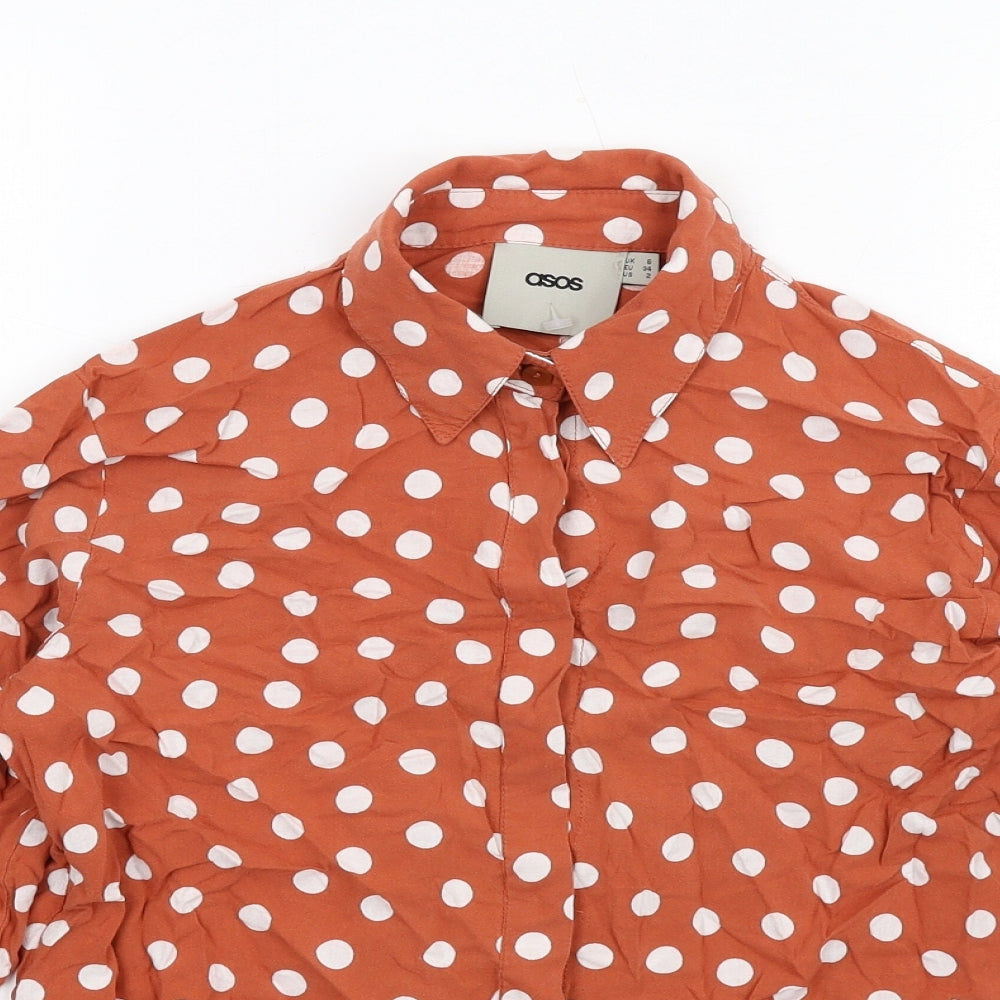 Womens UK Size 6 ASOS Orange Basic Button-Up