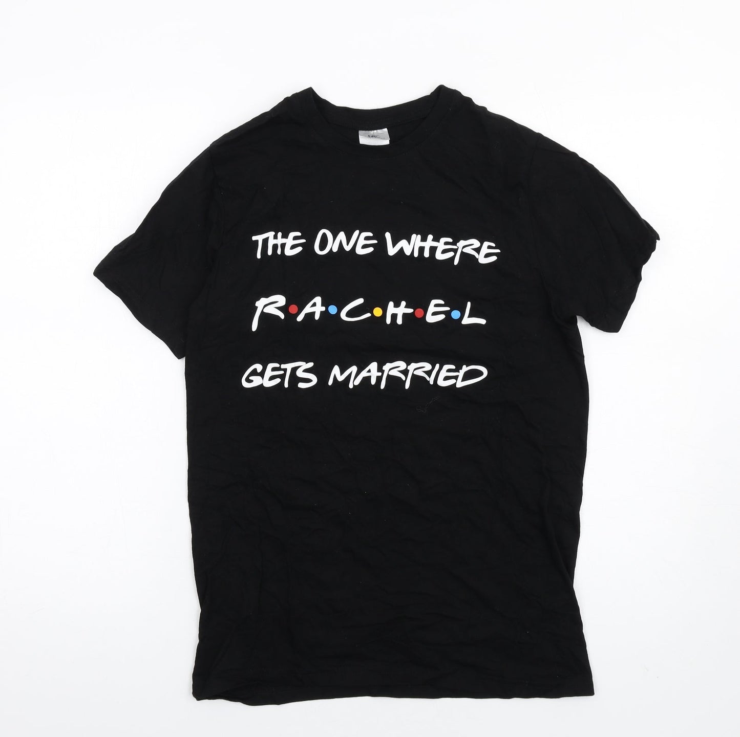 Womens UK Size S Friends Black Basic T-Shirt