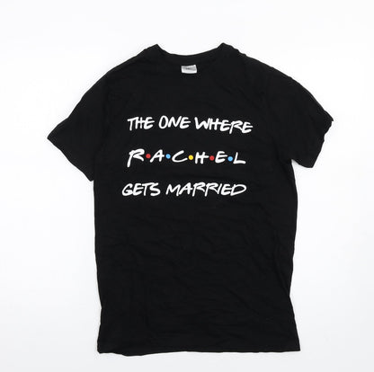 Womens UK Size S Friends Black Basic T-Shirt