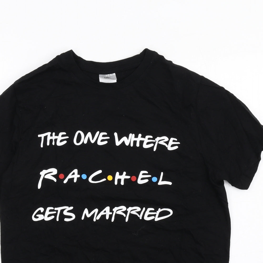 Womens UK Size S Friends Black Basic T-Shirt