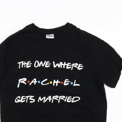 Womens UK Size S Friends Black Basic T-Shirt