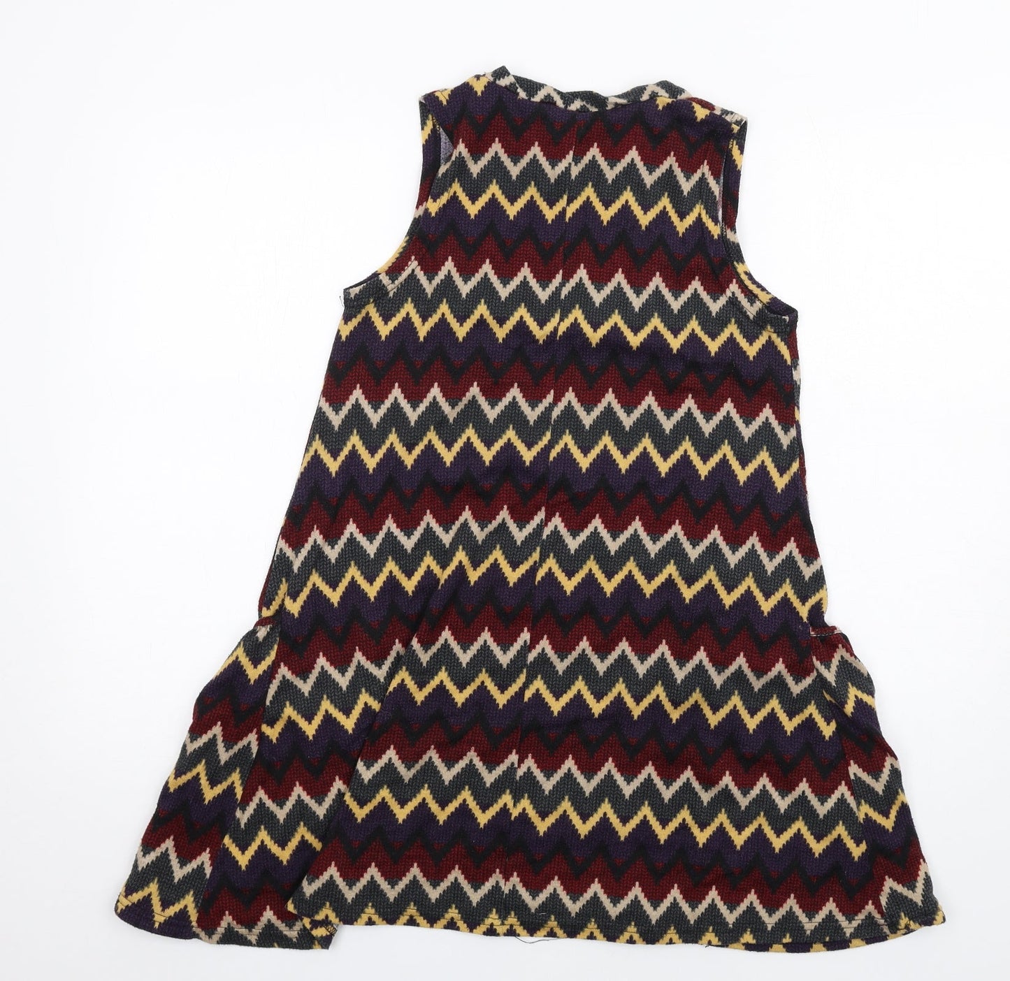 Izabel London Womens Multicoloured Chevron Polyester A-Line Size 8 Round Neck Pullover