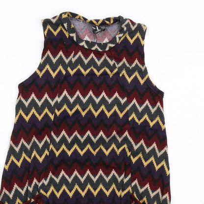 Izabel London Womens Multicoloured Chevron Polyester A-Line Size 8 Round Neck Pullover
